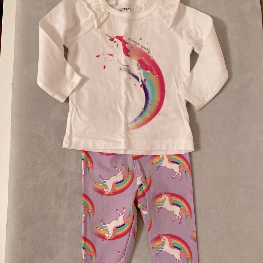 Carter’s long sleeve unicorn shirt and leggings